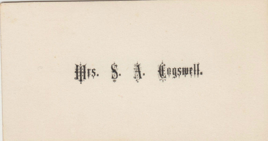 Mrs. S.A. Cogswell calling card