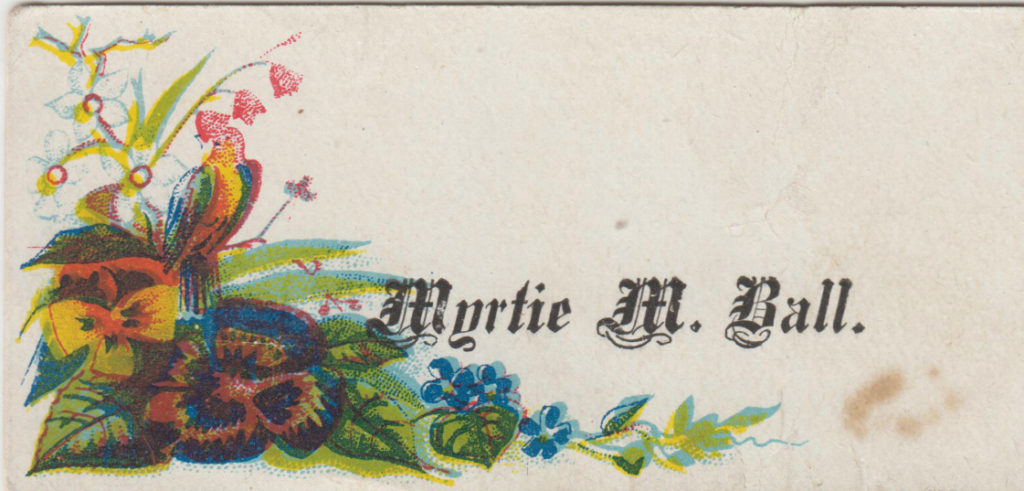 Myrtie M. Ball calling card