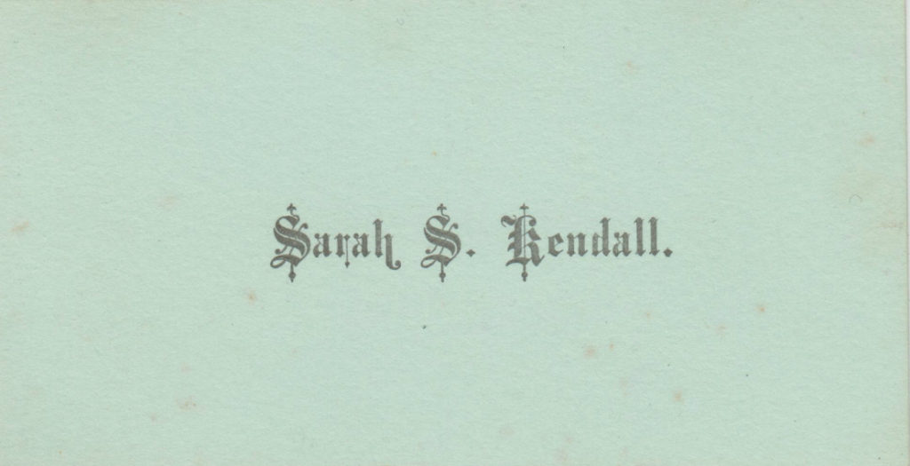 Sarah S. Kendall calling card