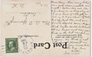 1909 postcard from Hattie to Mary Poor Young