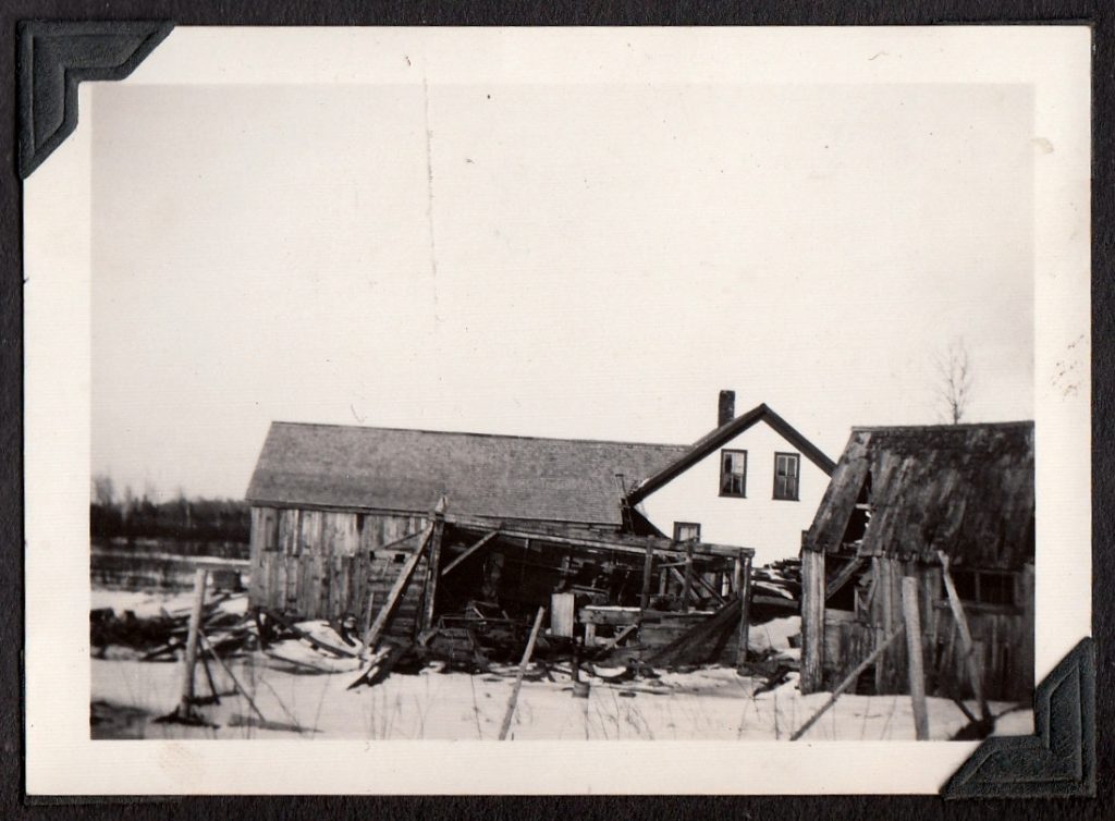 Darvid house and sheds in winter, from the south