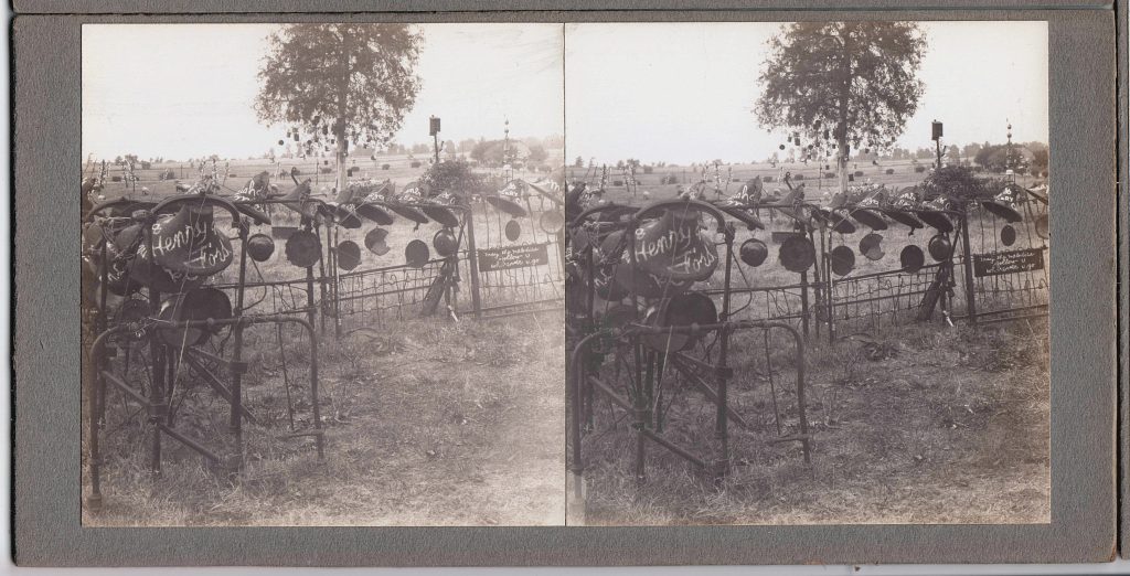 Winter Zero's Bottle Farm, fences with pans, bells and bedstead, September 25, 1939