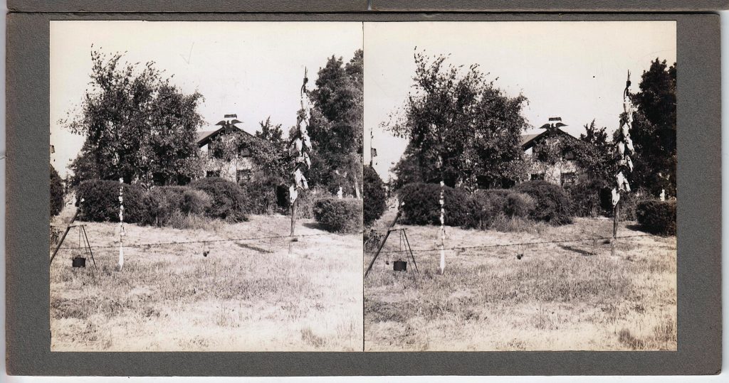 Winter Zeros' Bottle Farm, house with cow skills on pole, September 27th, 1939